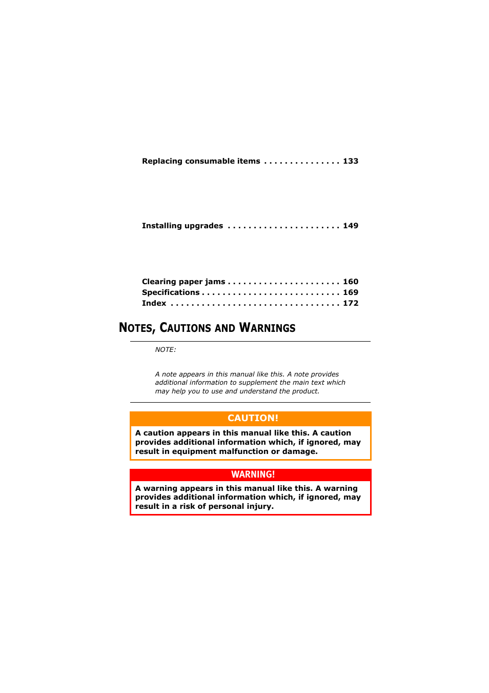 Notes, cautions and warnings | Olivetti D-COLOR P26 User Manual | Page 7 / 174