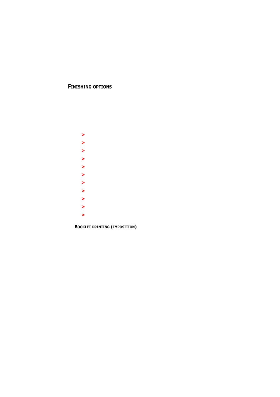 Finishing options, Booklet printing (imposition) | Olivetti D-COLOR P26 User Manual | Page 73 / 174