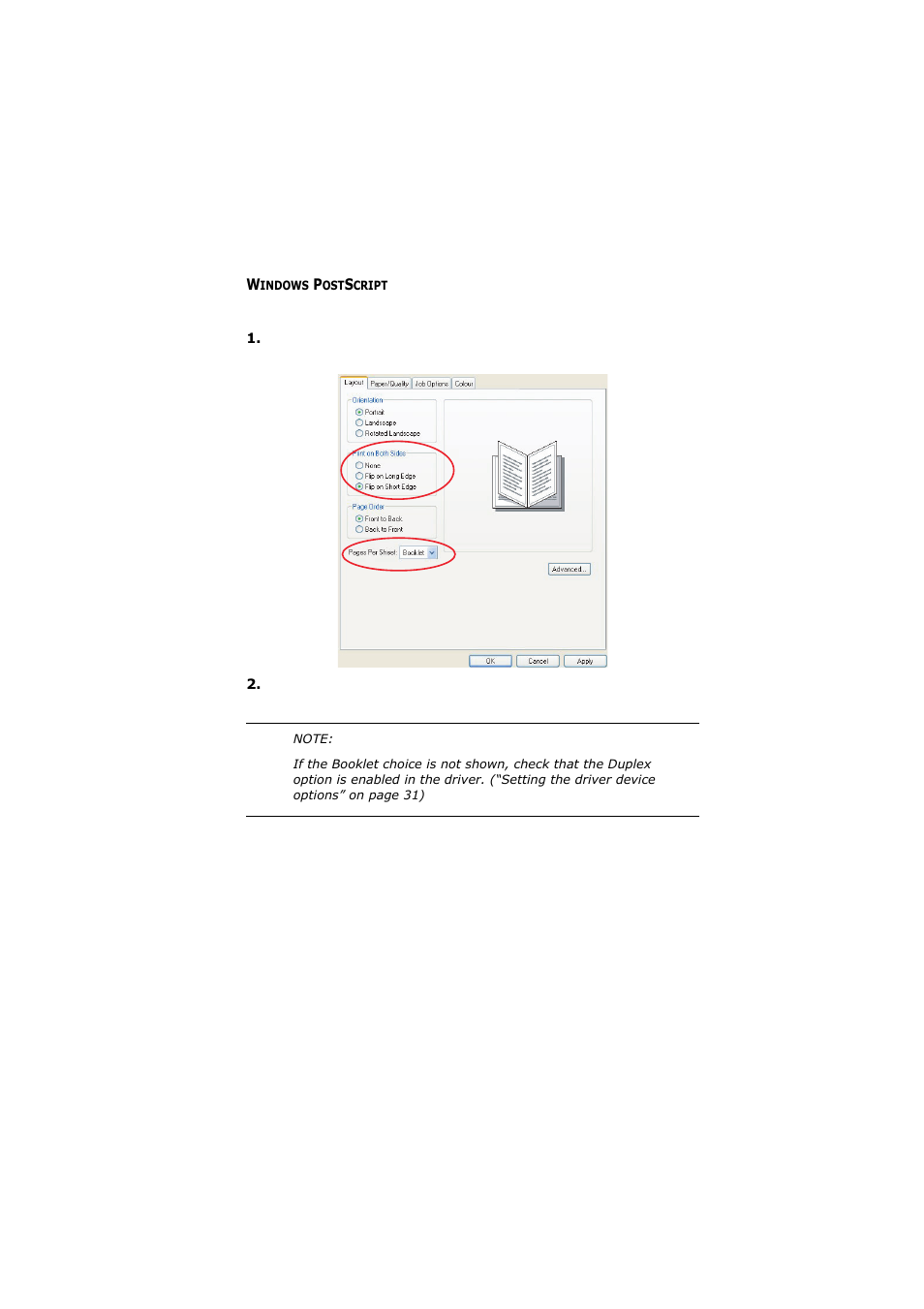 Windows postscript | Olivetti D-COLOR P26 User Manual | Page 75 / 174