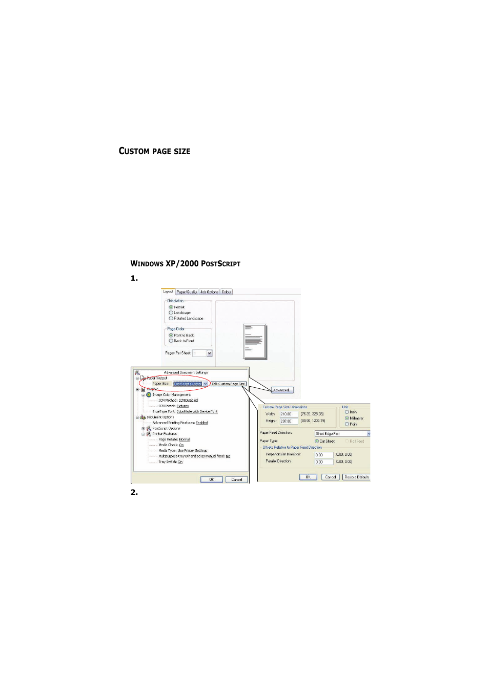 Windows xp/2000 postscript | Olivetti D-COLOR P26 User Manual | Page 86 / 174