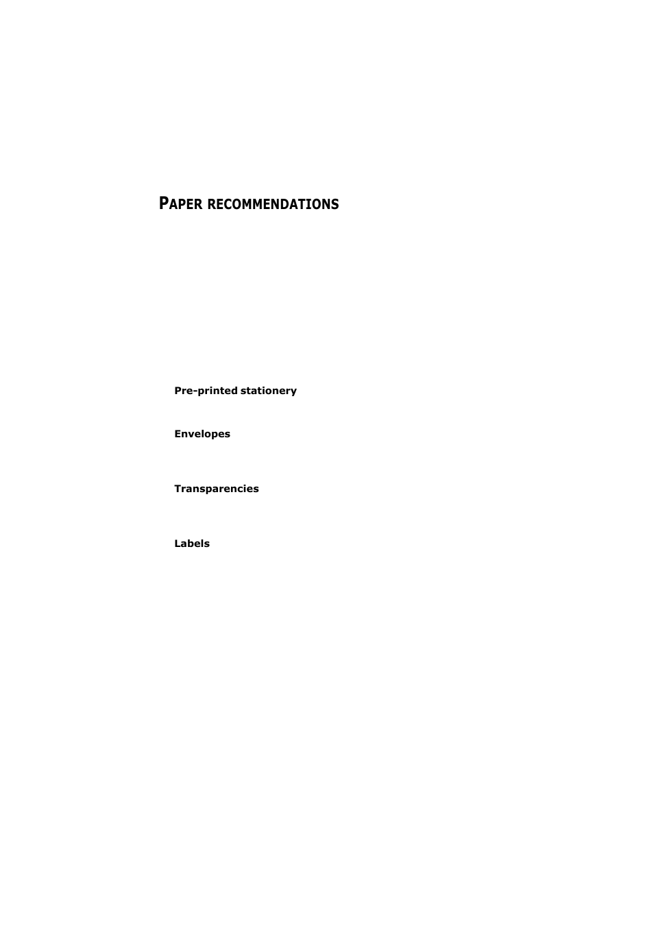 Paper recommendations, Aper, Recommendations | Olivetti d-Color P26W User Manual | Page 11 / 97