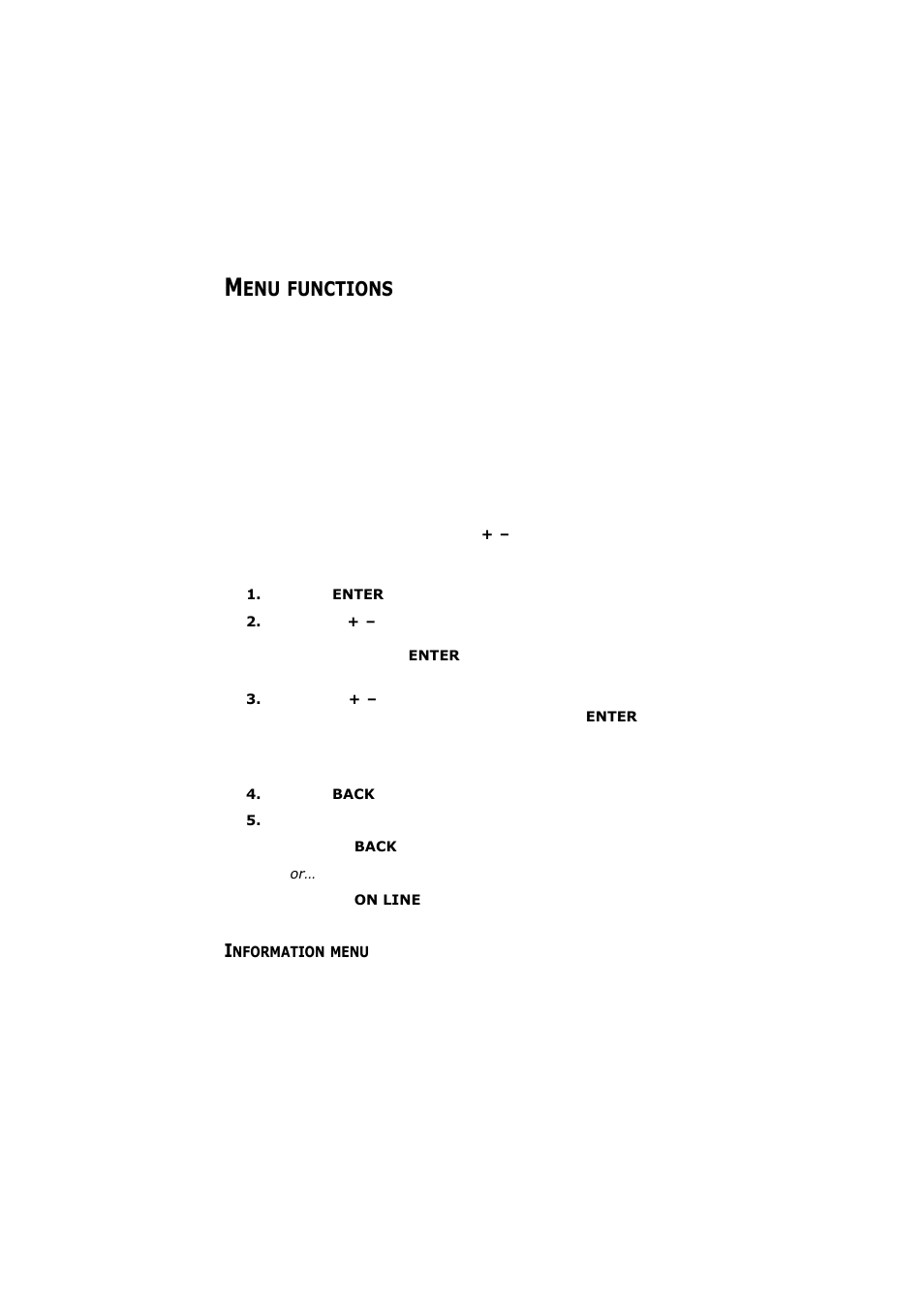 Menu functions, Information menu, Functions | Olivetti d-Color P26W User Manual | Page 48 / 97