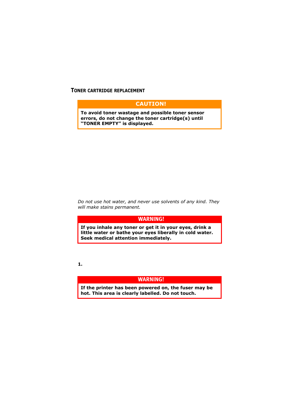 Toner cartridge replacement, Warning | Olivetti d-Color P26W User Manual | Page 62 / 97
