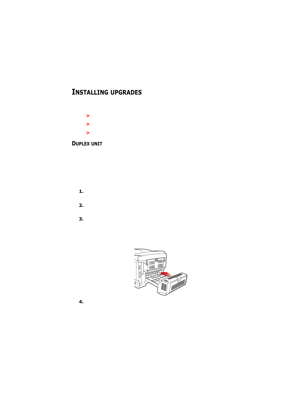 Installing upgrades, Duplex unit, Nstalling | Upgrades | Olivetti d-Color P26W User Manual | Page 77 / 97