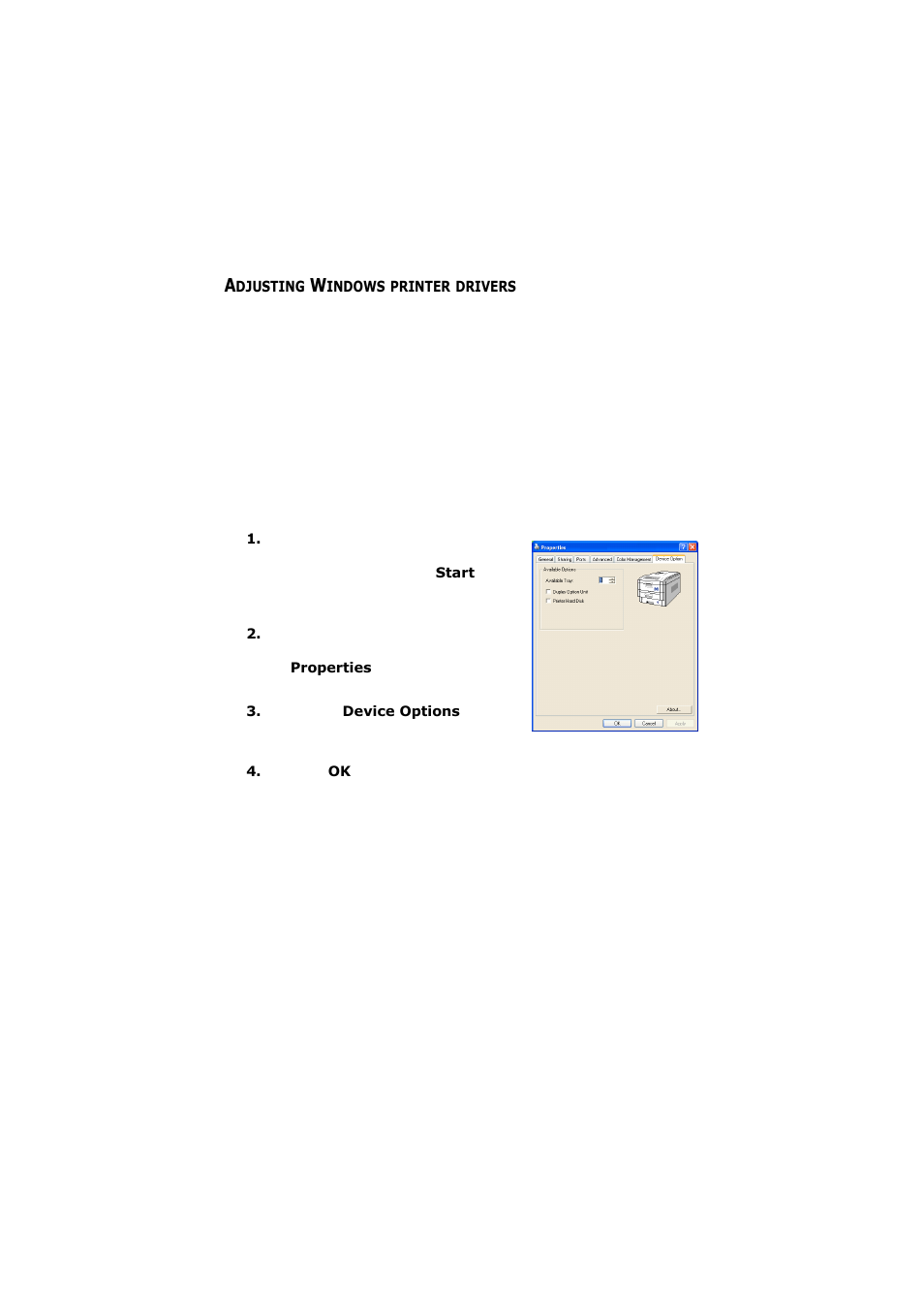 Adjusting windows printer drivers | Olivetti d-Color P26W User Manual | Page 83 / 97