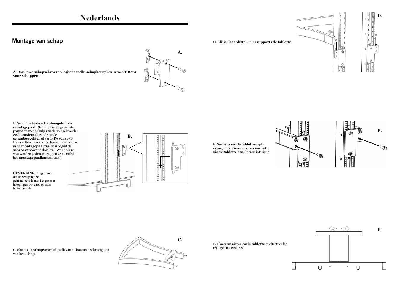 Nederlands, Montage van schap | Omnimount G3FP SHELF User Manual | Page 5 / 8