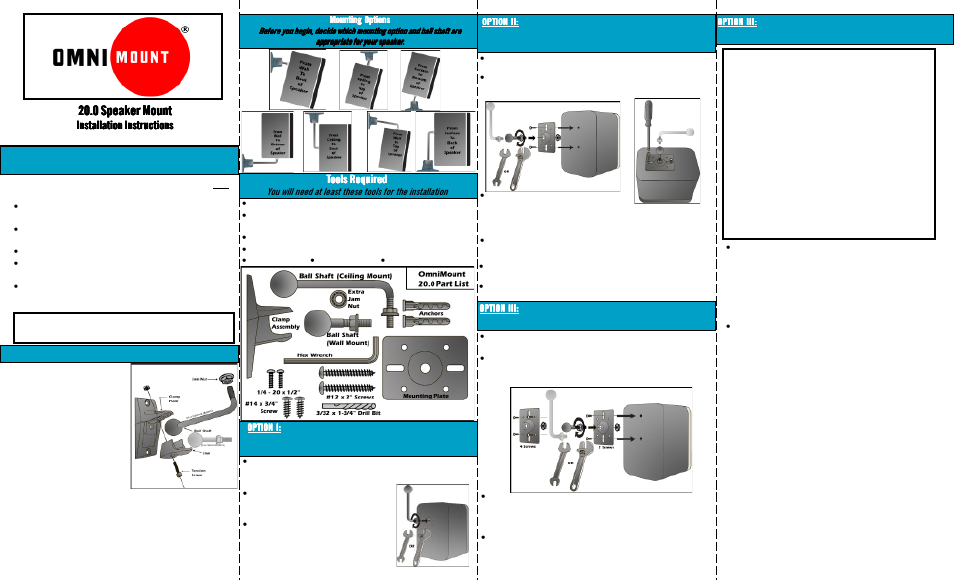 Omnimount 20.0 User Manual | 2 pages