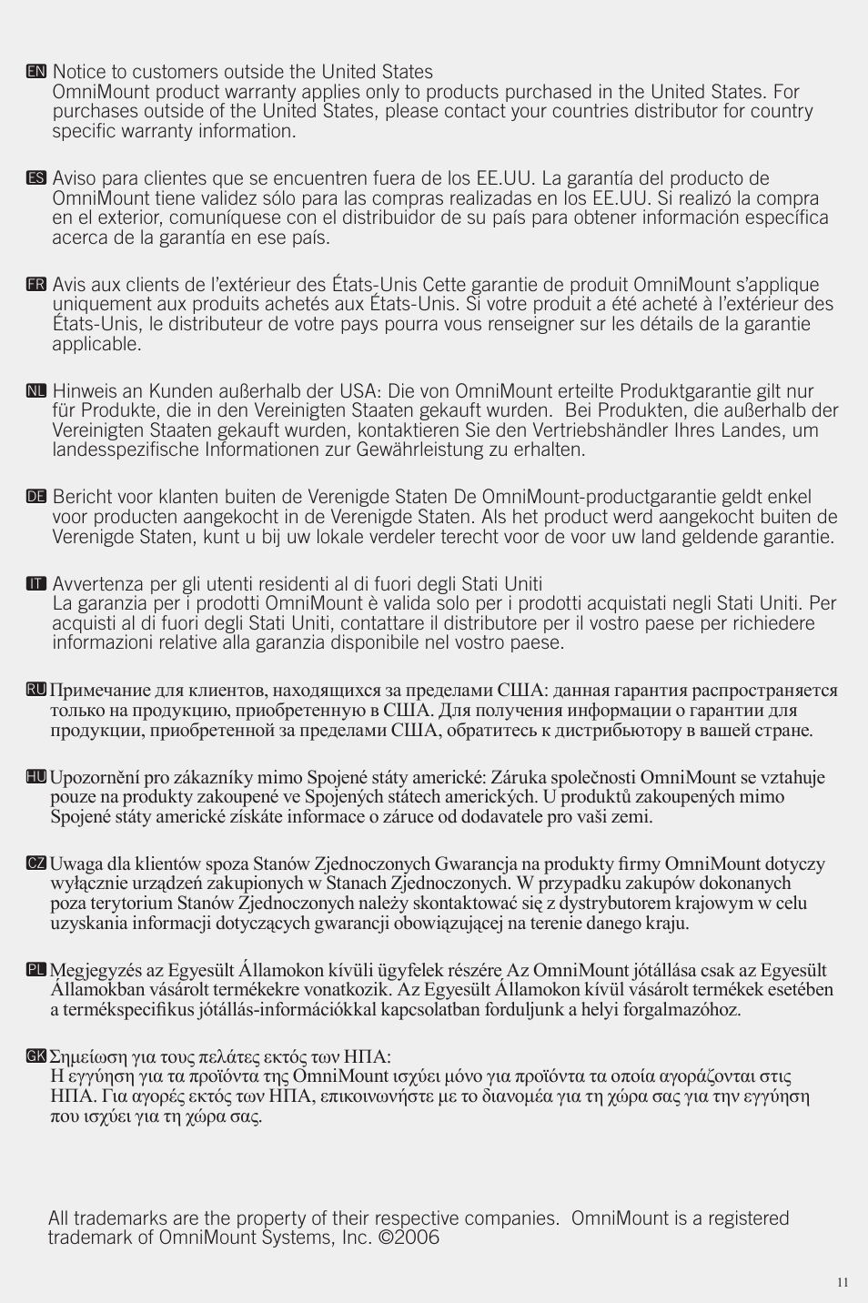 Omnimount SW1 User Manual | Page 11 / 12
