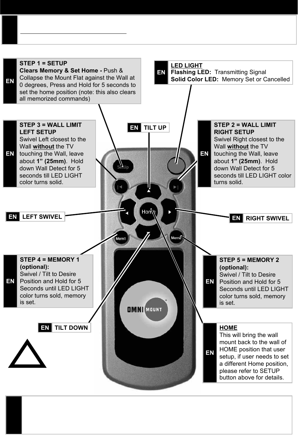 Caution | Omnimount 10333 User Manual | Page 24 / 32