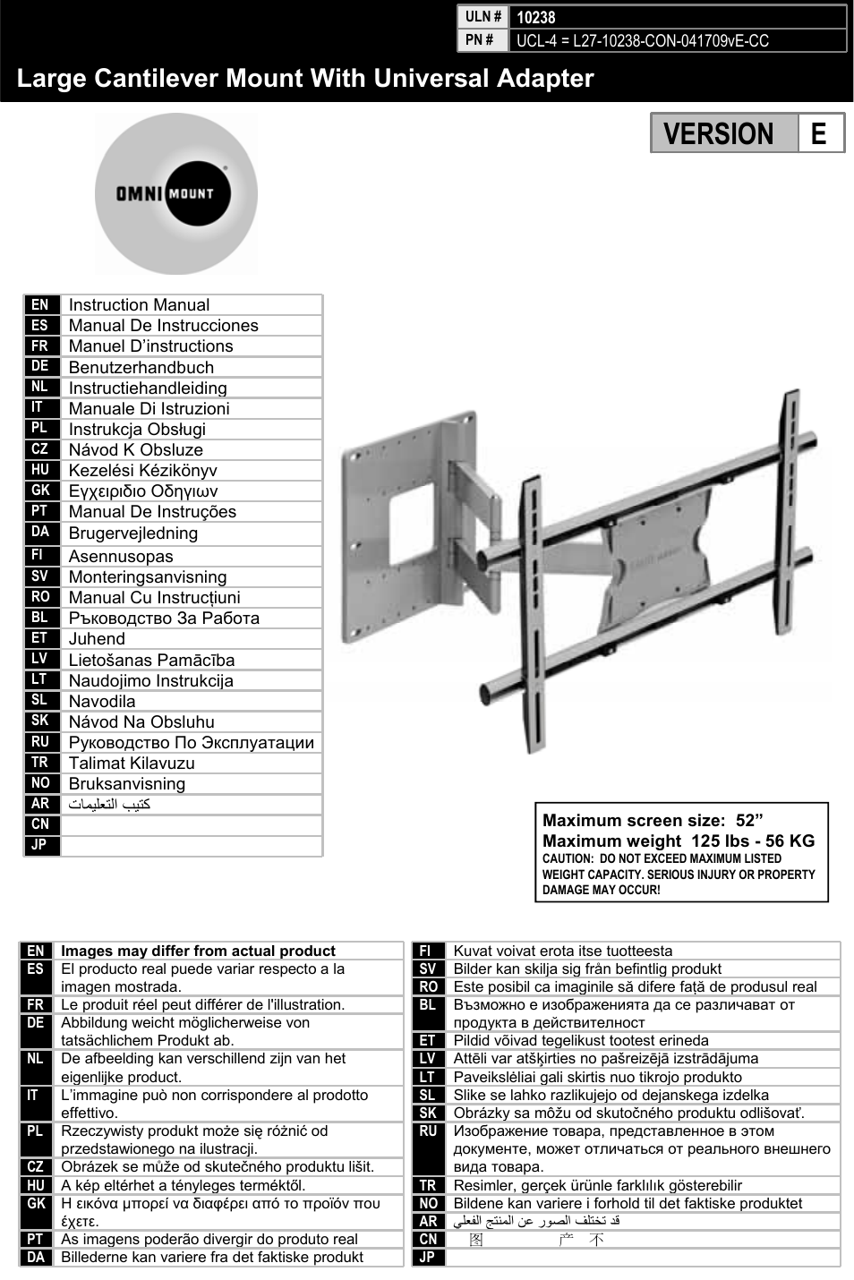 Omnimount 10238 User Manual | 28 pages