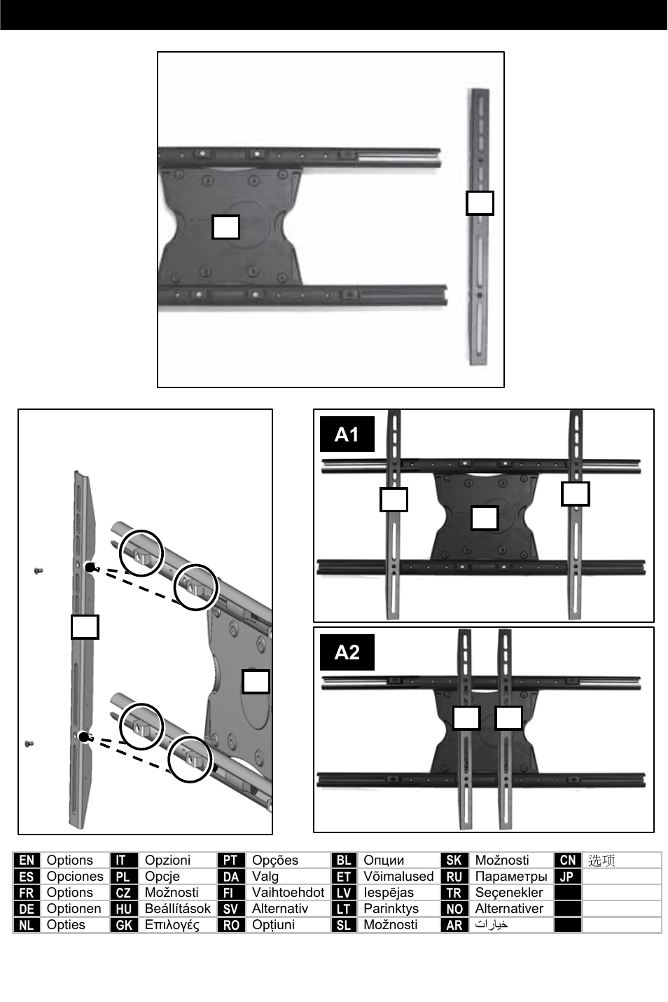 A2 a1, Step 6 - options 1 | Omnimount 10238 User Manual | Page 17 / 28