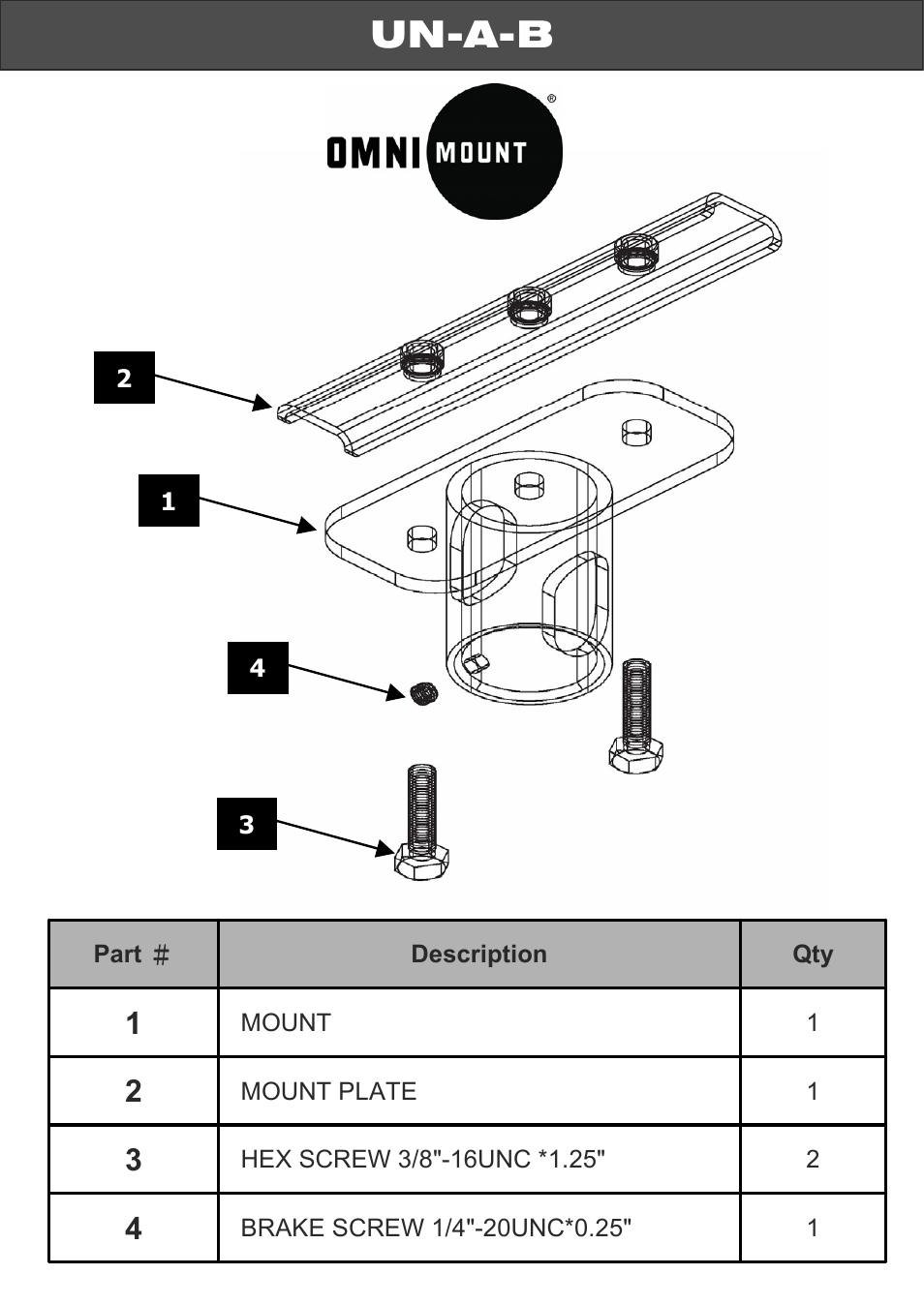Omnimount UN-A-B User Manual | 1 page