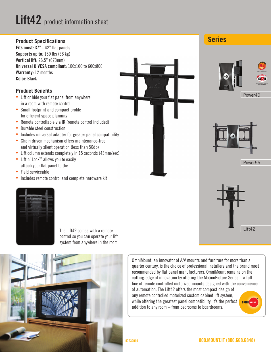 Omnimount Lift 42 User Manual | 3 pages