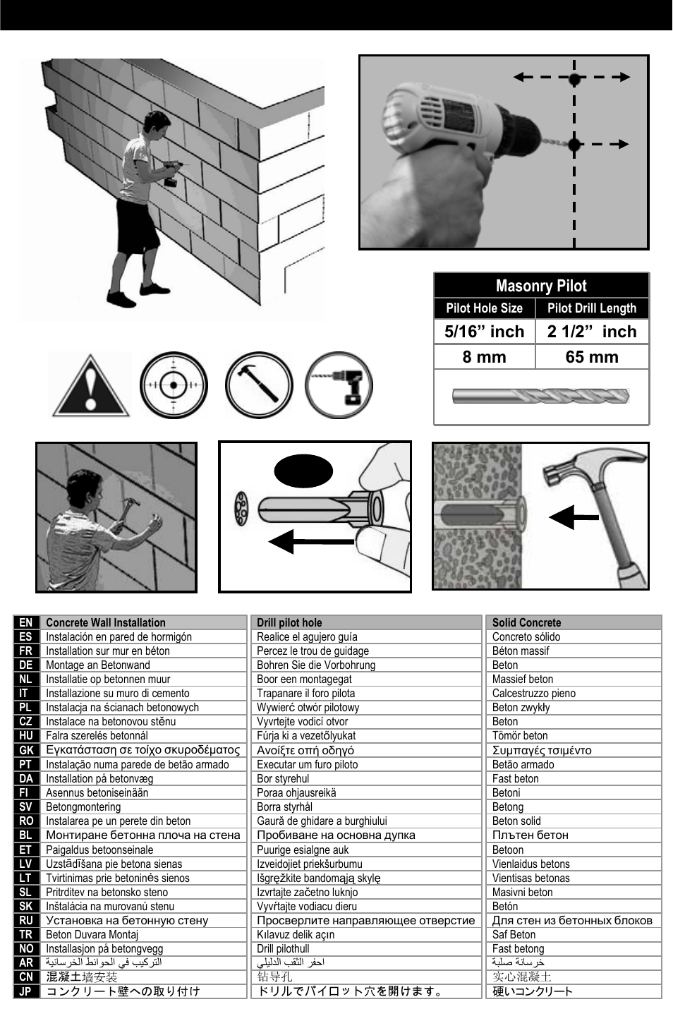 Masonry installation masonry pilot | Omnimount CL-S User Manual | Page 17 / 32