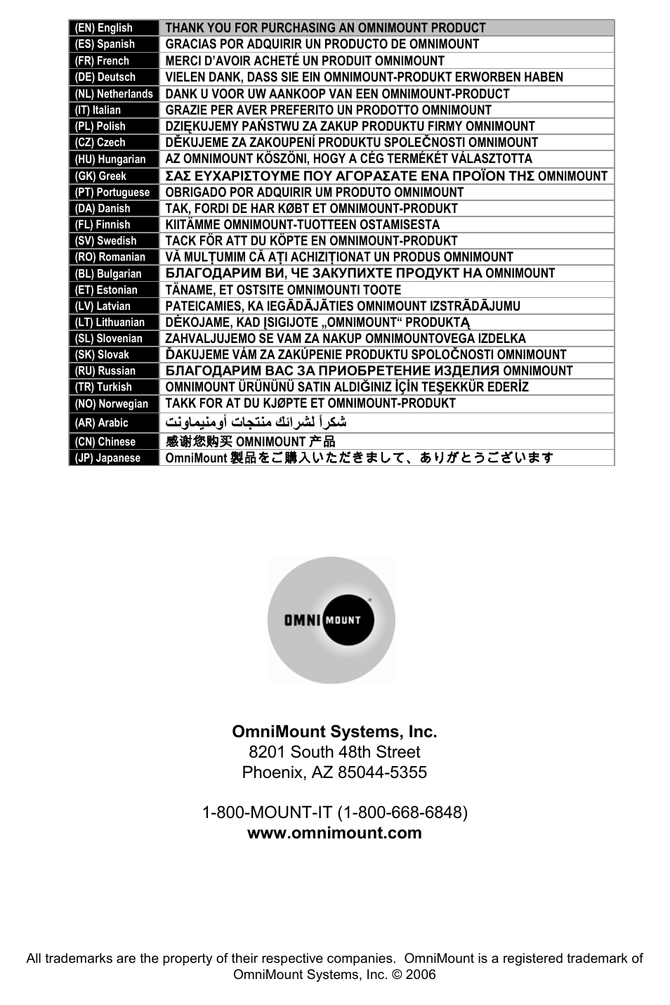 Omnimount CL-S User Manual | Page 32 / 32