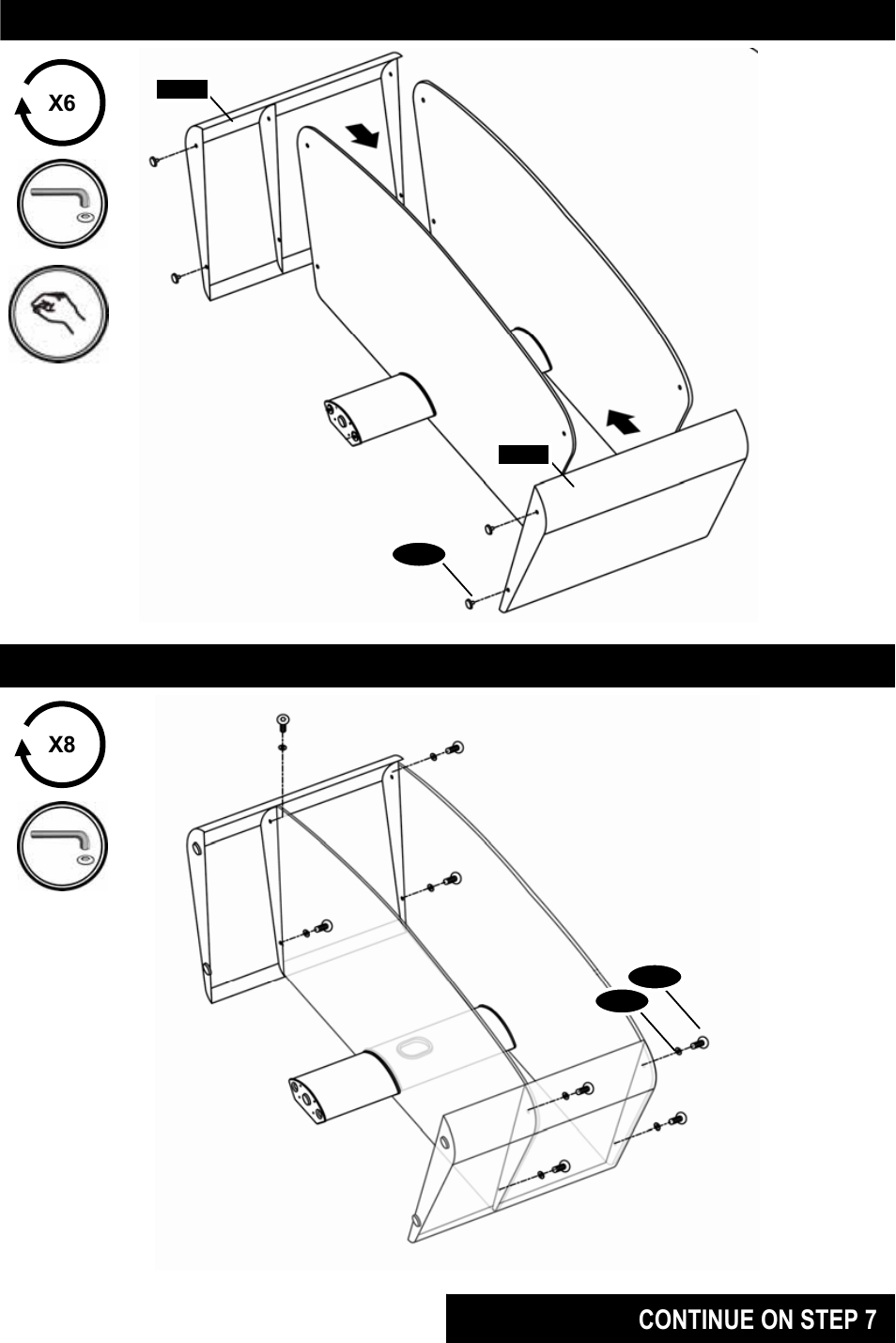 Option b - continue on step 7, Step 3 step 4 x6 x8 | Omnimount Verona 55FP User Manual | Page 16 / 36