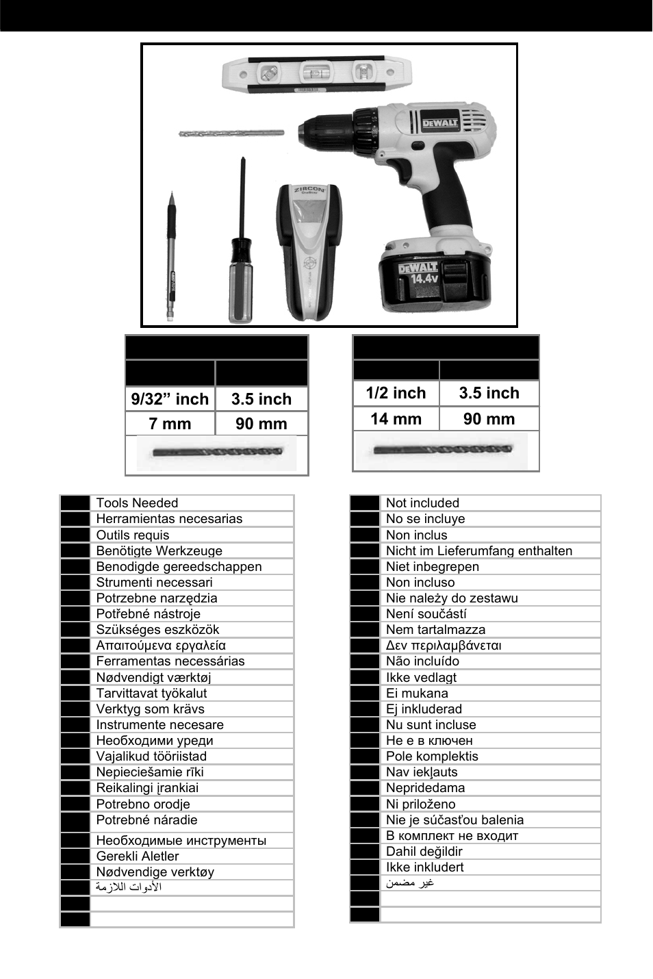 Tools, 9/32” inch, 1/2 inch | Omnimount OM10019 User Manual | Page 14 / 32