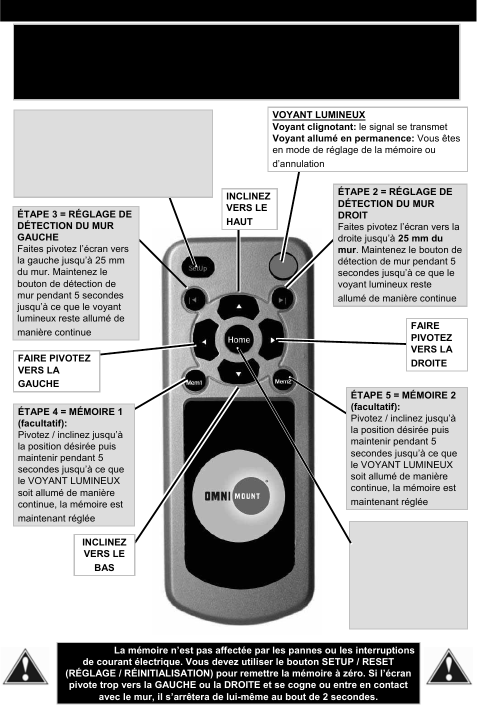 Remote control programming (français) | Omnimount Power55 User Manual | Page 37 / 48
