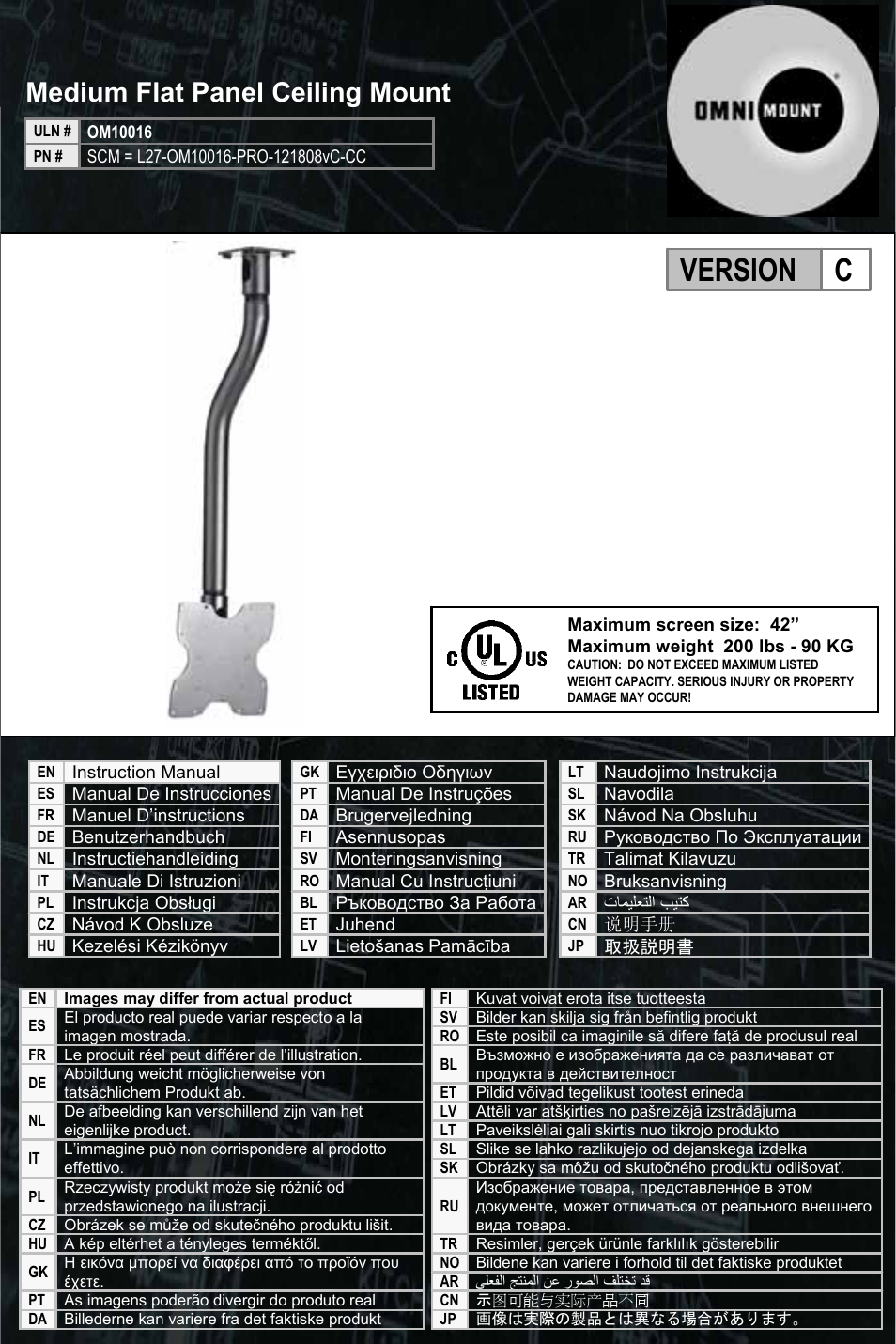 Omnimount OM10016 User Manual | 28 pages