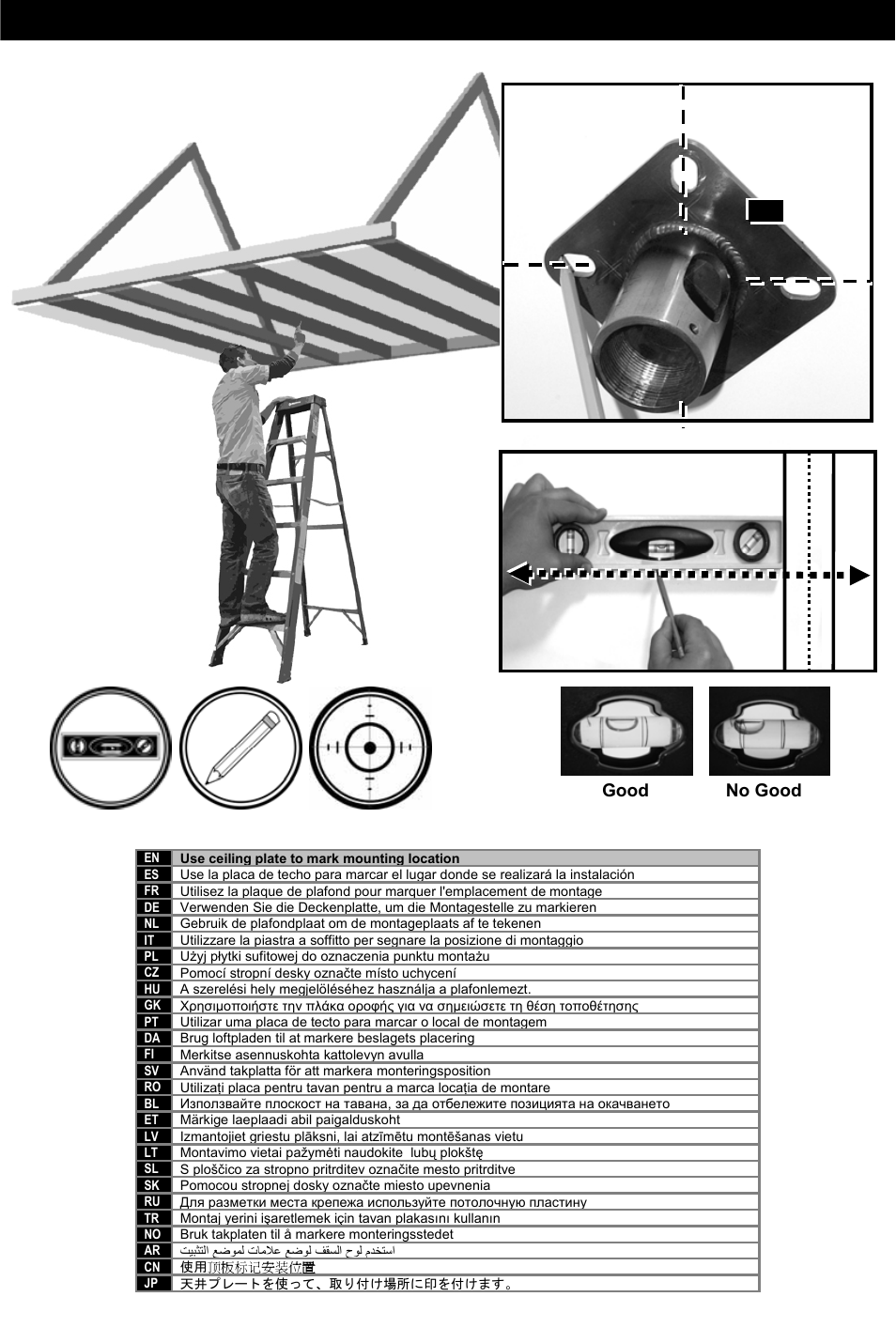 Wood stud installation, Good no good | Omnimount OM10016 User Manual | Page 13 / 28