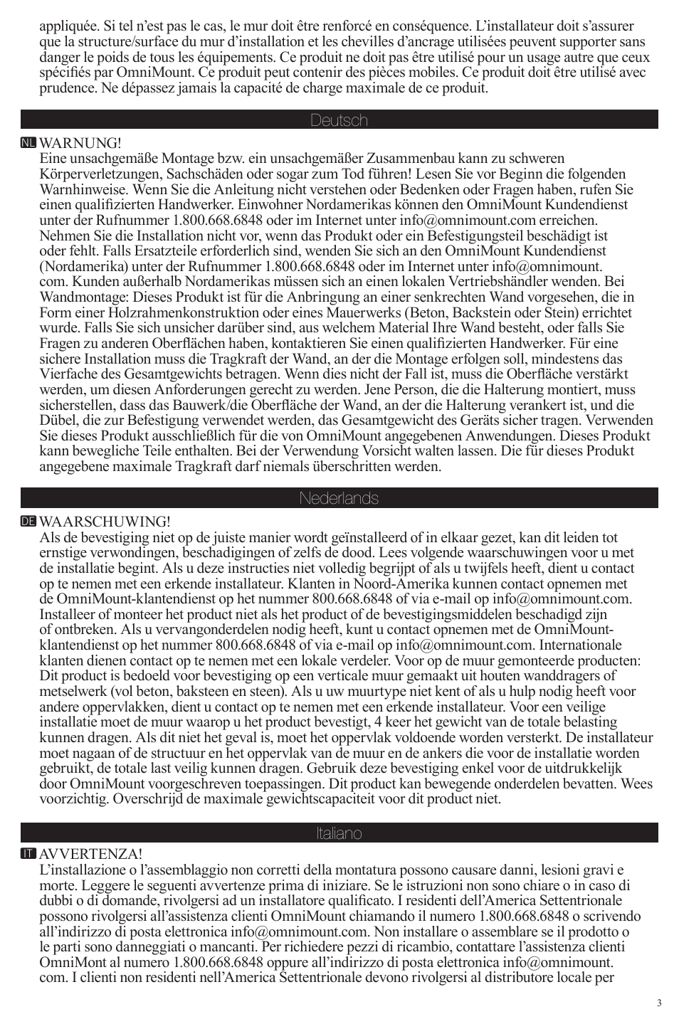 Omnimount EL0 User Manual | Page 3 / 16