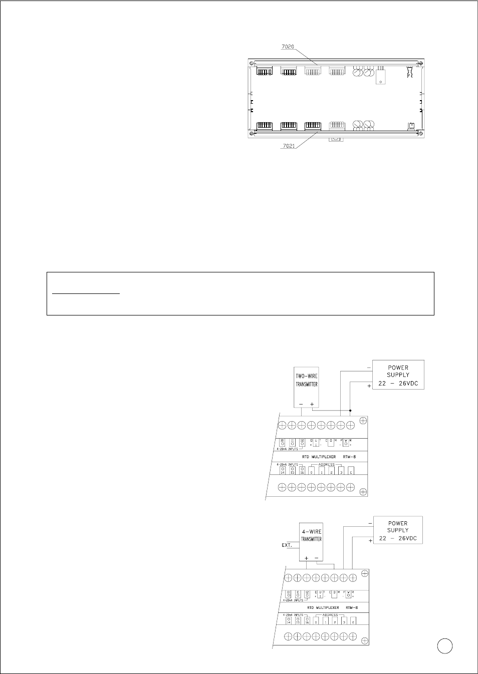 Current inputs, Connecting transmitters to the multiplexer | Omega Vehicle Security DRA-RTM-8 User Manual | Page 5 / 12