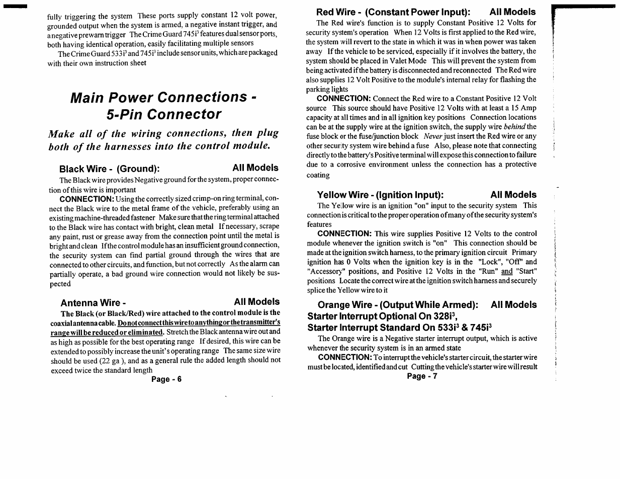 5 pin connector | Omega Vehicle Security 533i 3 User Manual | Page 46 / 85