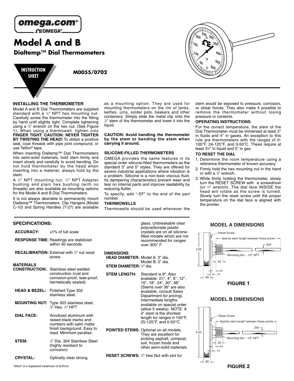 Omega Vehicle Security DialtempTM B User Manual | 2 pages