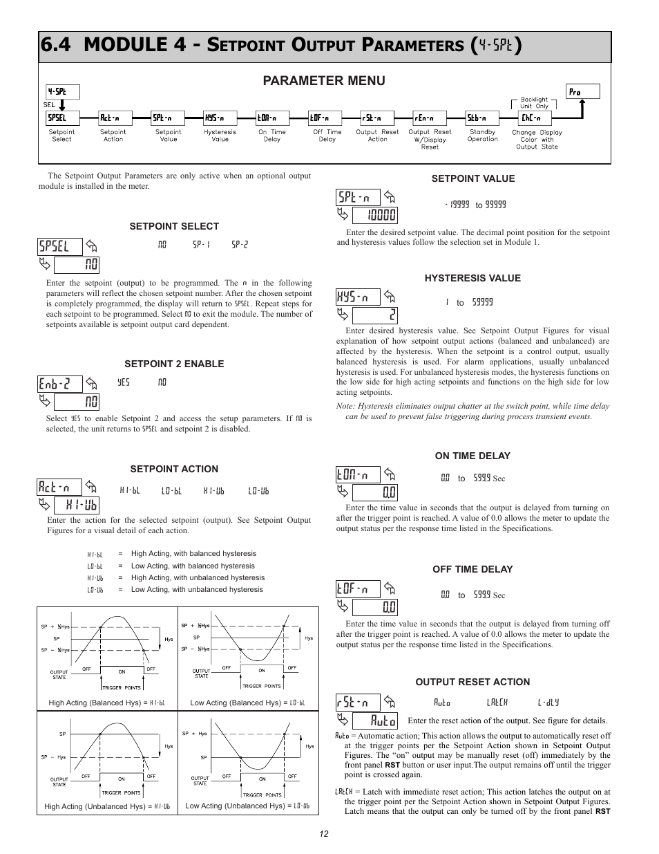 4 module 4 - s, No spsel, 2hys-n | 0 tof-n, 0 ton-n, Auto rst-n, No enb-2, Hi-ub act-n, Etpoint, Utput | Omega Vehicle Security DP63000A-I User Manual | Page 12 / 16