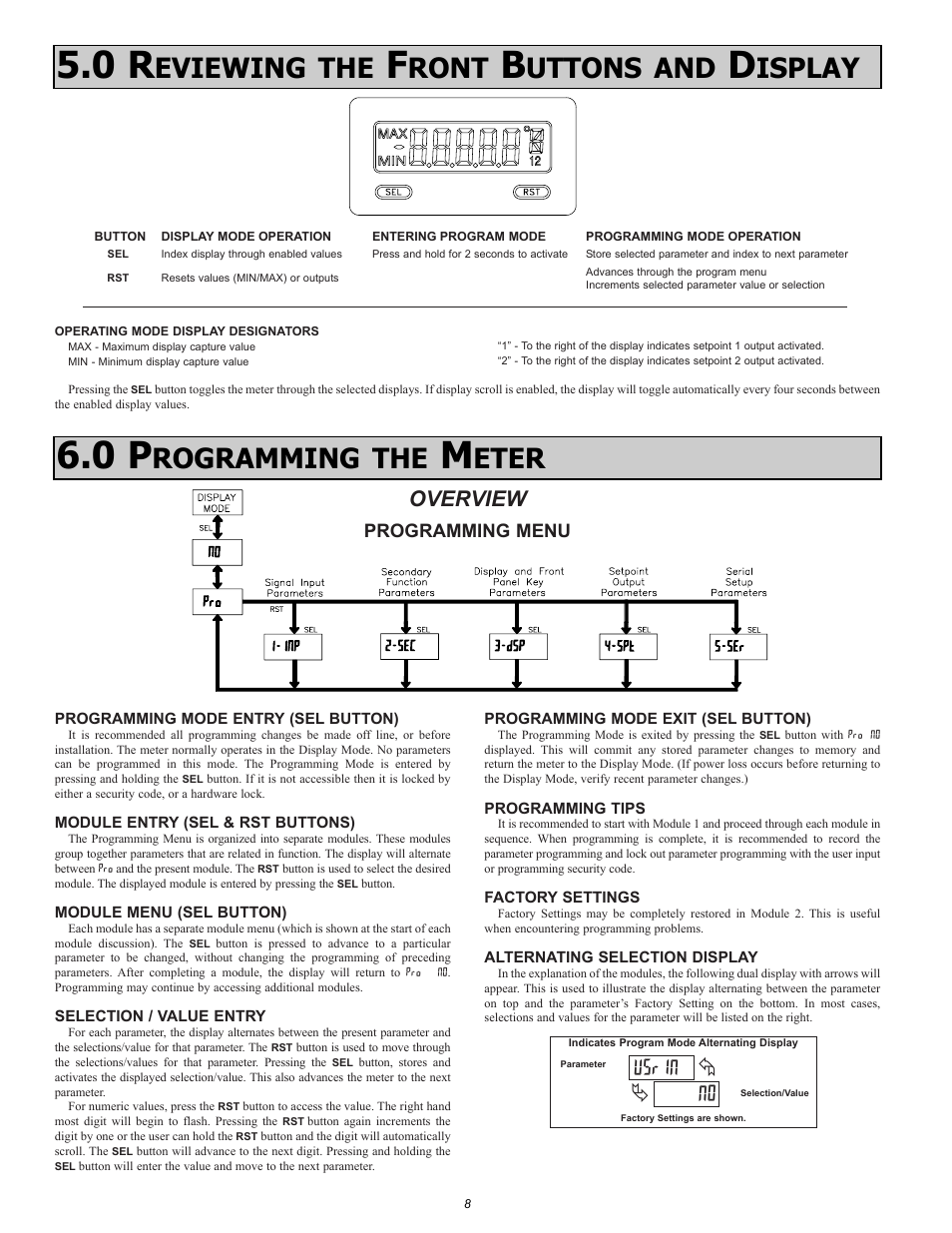 Eviewing the, Ront, Uttons and | Isplay, Rogramming the, Eter, N0 usrin, Overview | Omega Vehicle Security DP63000A-I User Manual | Page 8 / 16