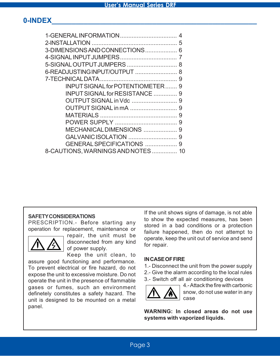 Index | Omega Vehicle Security DRF-RES Series User Manual | Page 3 / 12