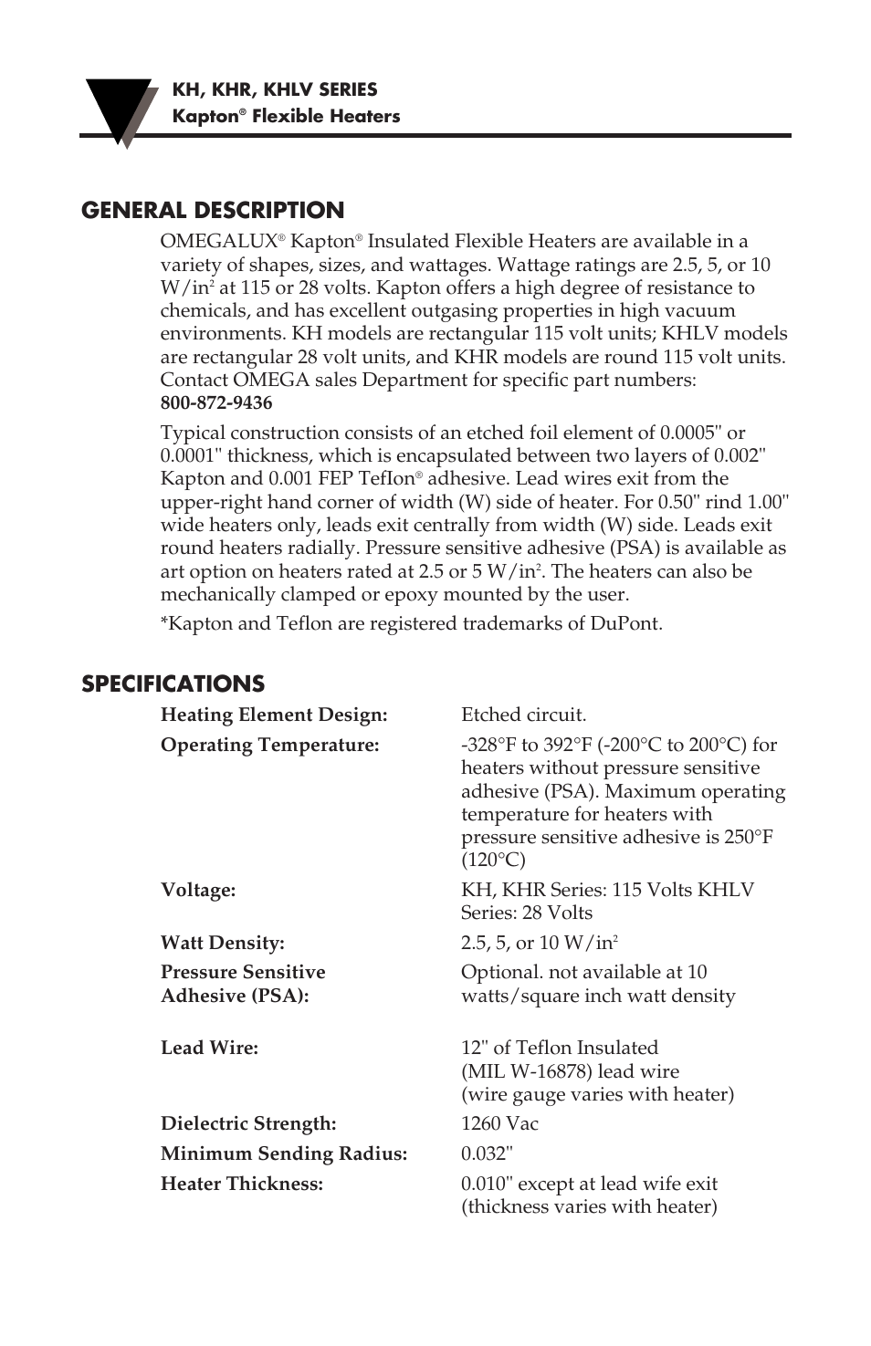 General description, Specifications | Omega Vehicle Security KH User Manual | Page 2 / 4