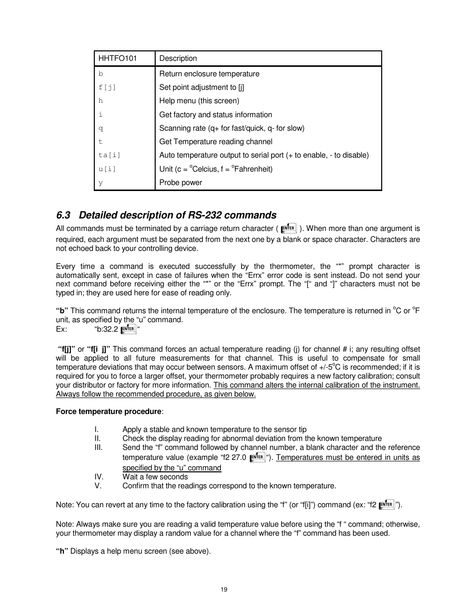 3 detailed description of rs-232 commands | Omega Vehicle Security HHTFO User Manual | Page 19 / 34