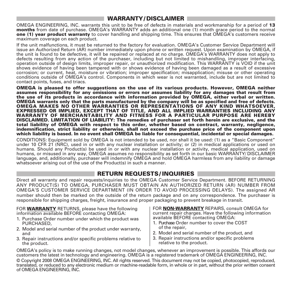 Omega HH503 User Manual | Page 15 / 16