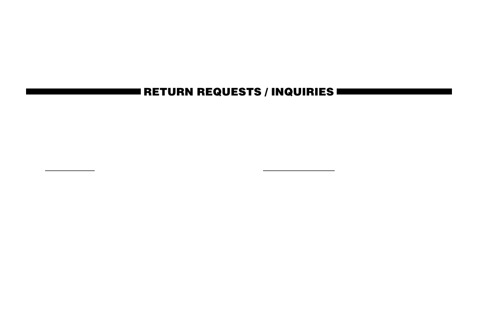Return requests / inquiries | Omega Vehicle Security OS642F User Manual | Page 15 / 16