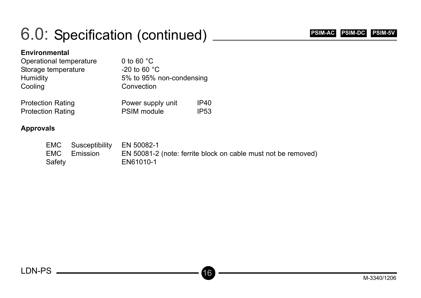 Specification (continued) | Omega Vehicle Security LDN-PS User Manual | Page 17 / 28