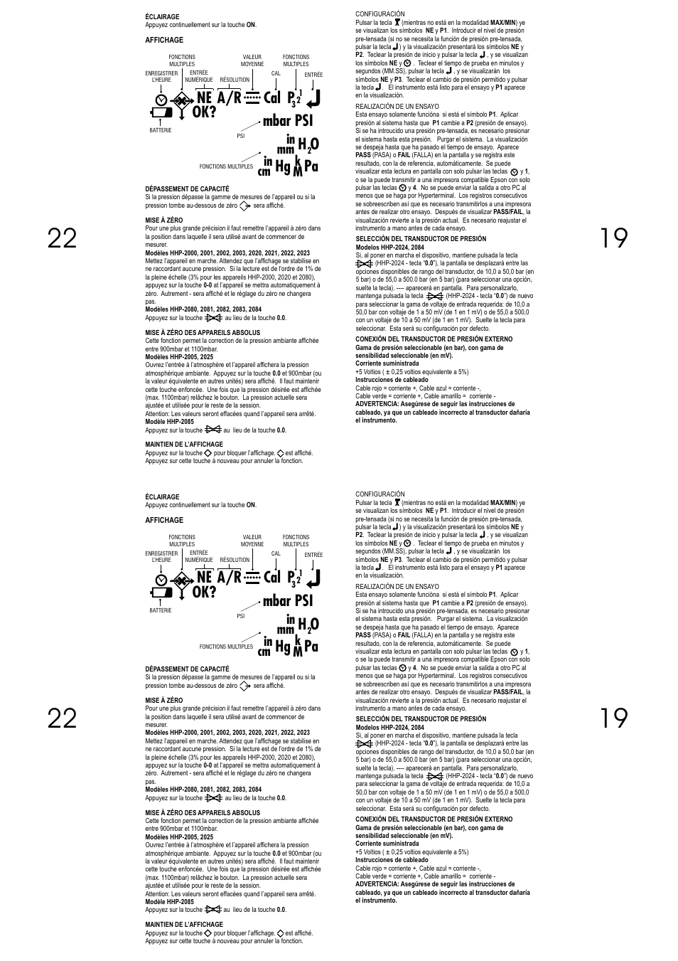 Ne cal p, Mbar psi h o hg pa, Ok? a/r | Omega Vehicle Security HHP-2000 Series User Manual | Page 22 / 40