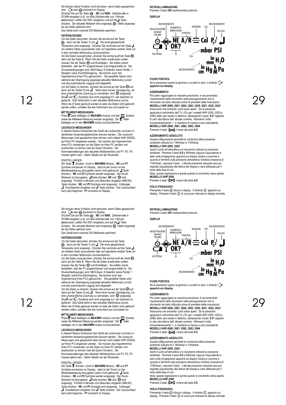 Ne cal p, Mbar psi h o hg pa, Ok? a/r | Omega Vehicle Security HHP-2000 Series User Manual | Page 29 / 40