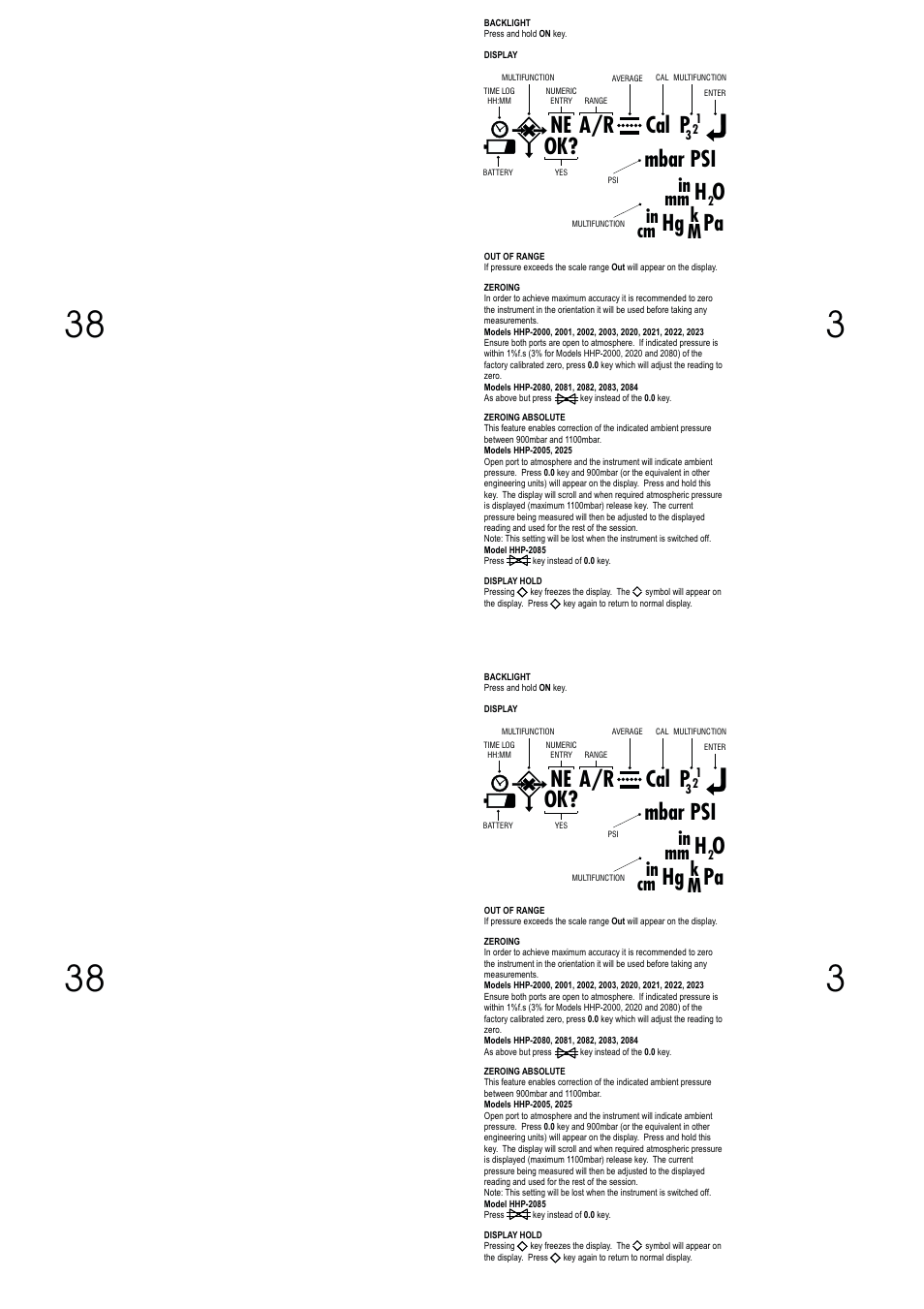 Ne cal p, Mbar psi h o hg pa, Ok? a/r | Omega Vehicle Security HHP-2000 Series User Manual | Page 38 / 40
