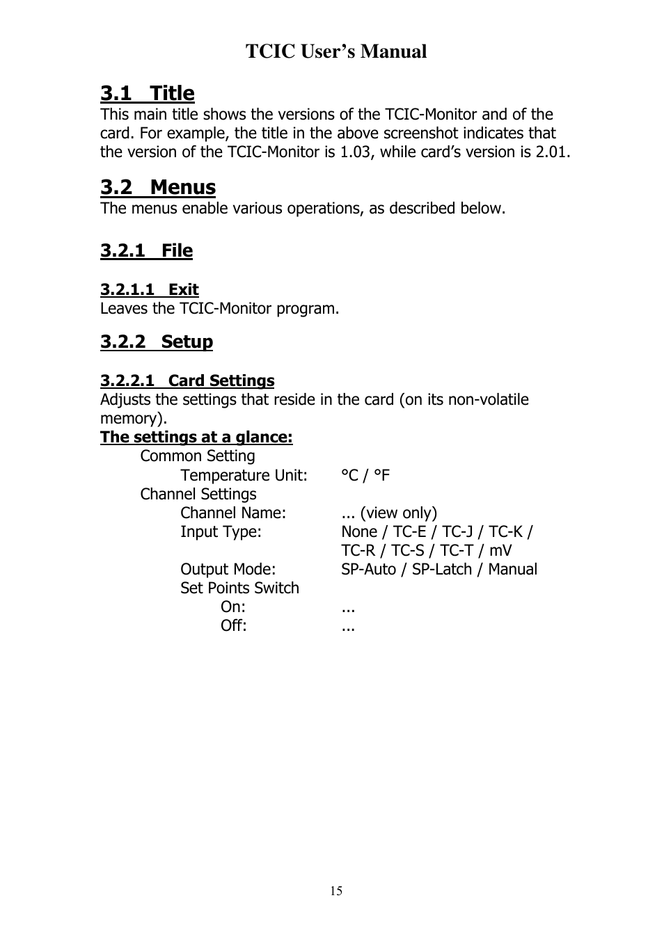 Tcic user’s manual, 1 title, 2 menus | Omega Vehicle Security TCIC User Manual | Page 17 / 44