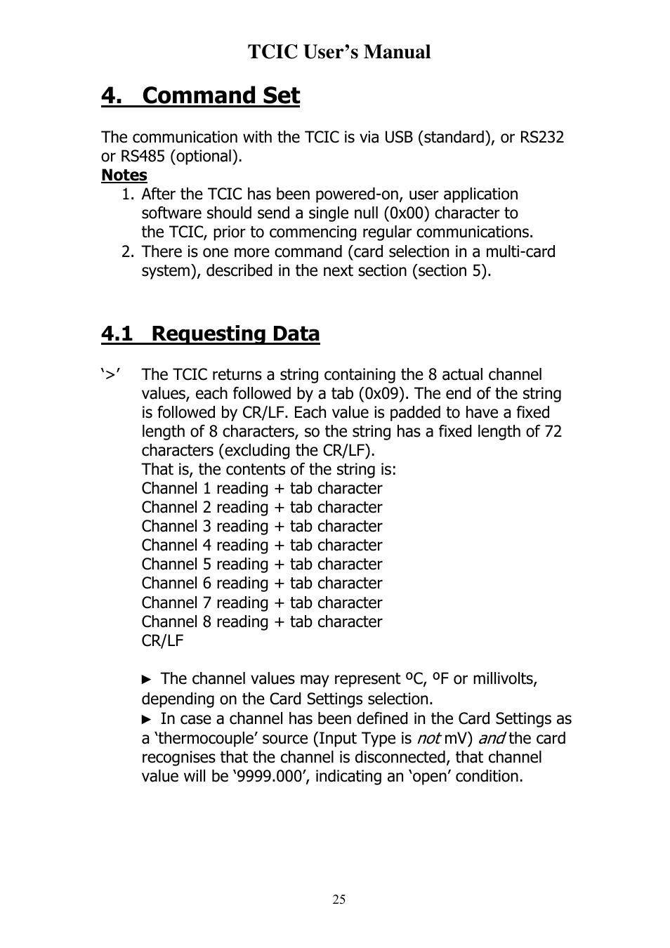 Command set, Tcic user’s manual, 1 requesting data | Omega Vehicle Security TCIC User Manual | Page 27 / 44
