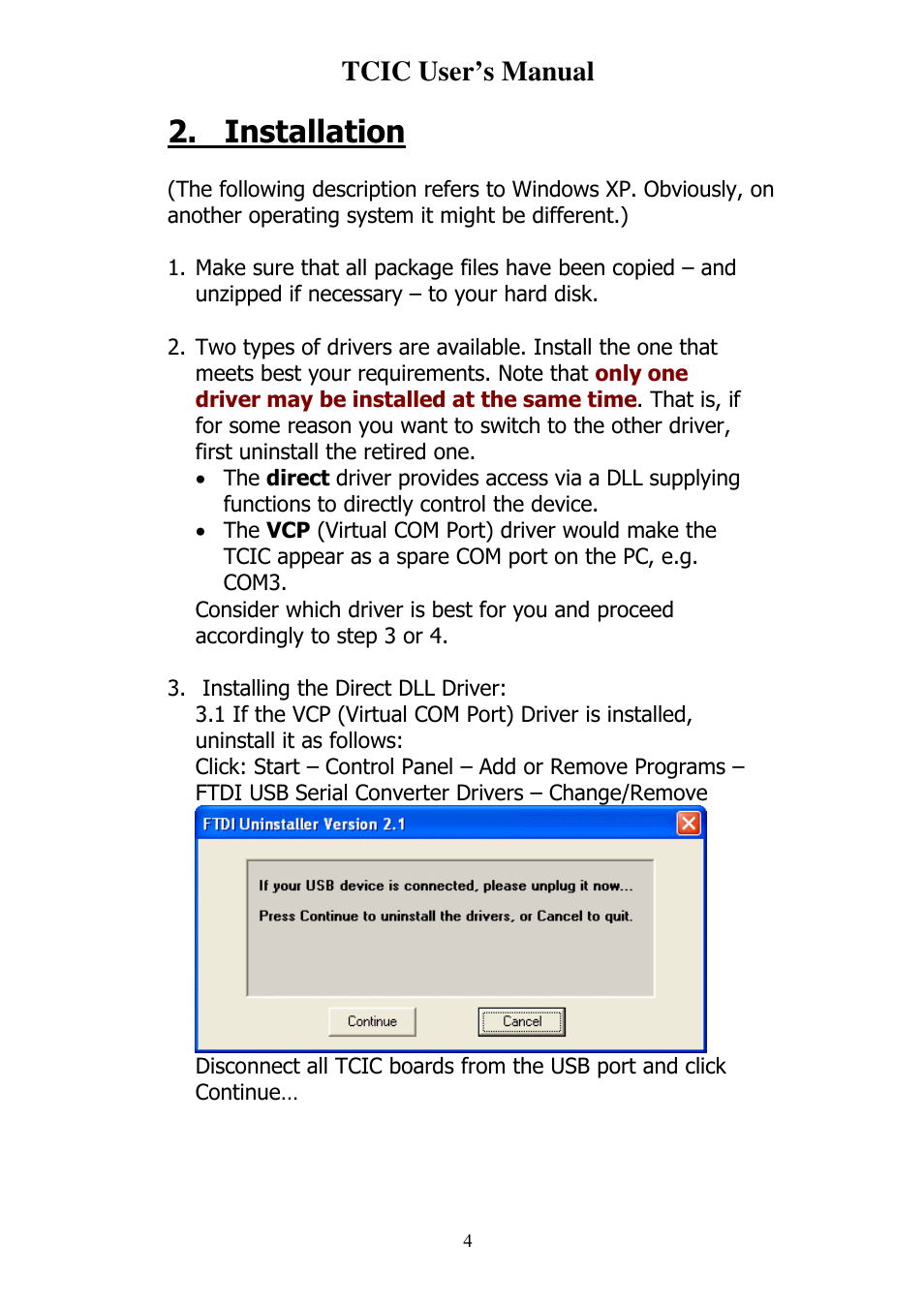 Installation, Tcic user’s manual | Omega Vehicle Security TCIC User Manual | Page 6 / 44