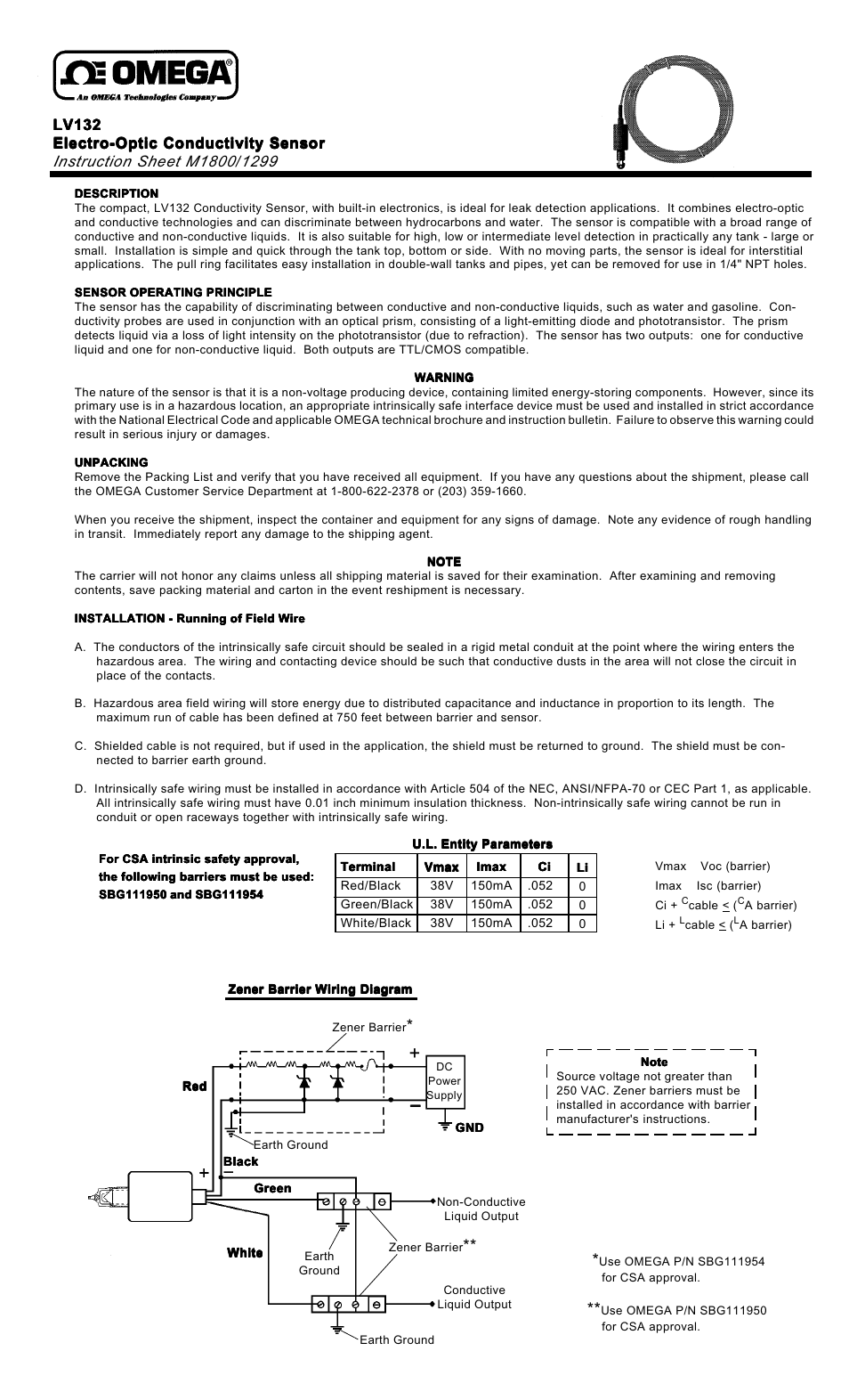 Omega Vehicle Security LV132 User Manual | 2 pages