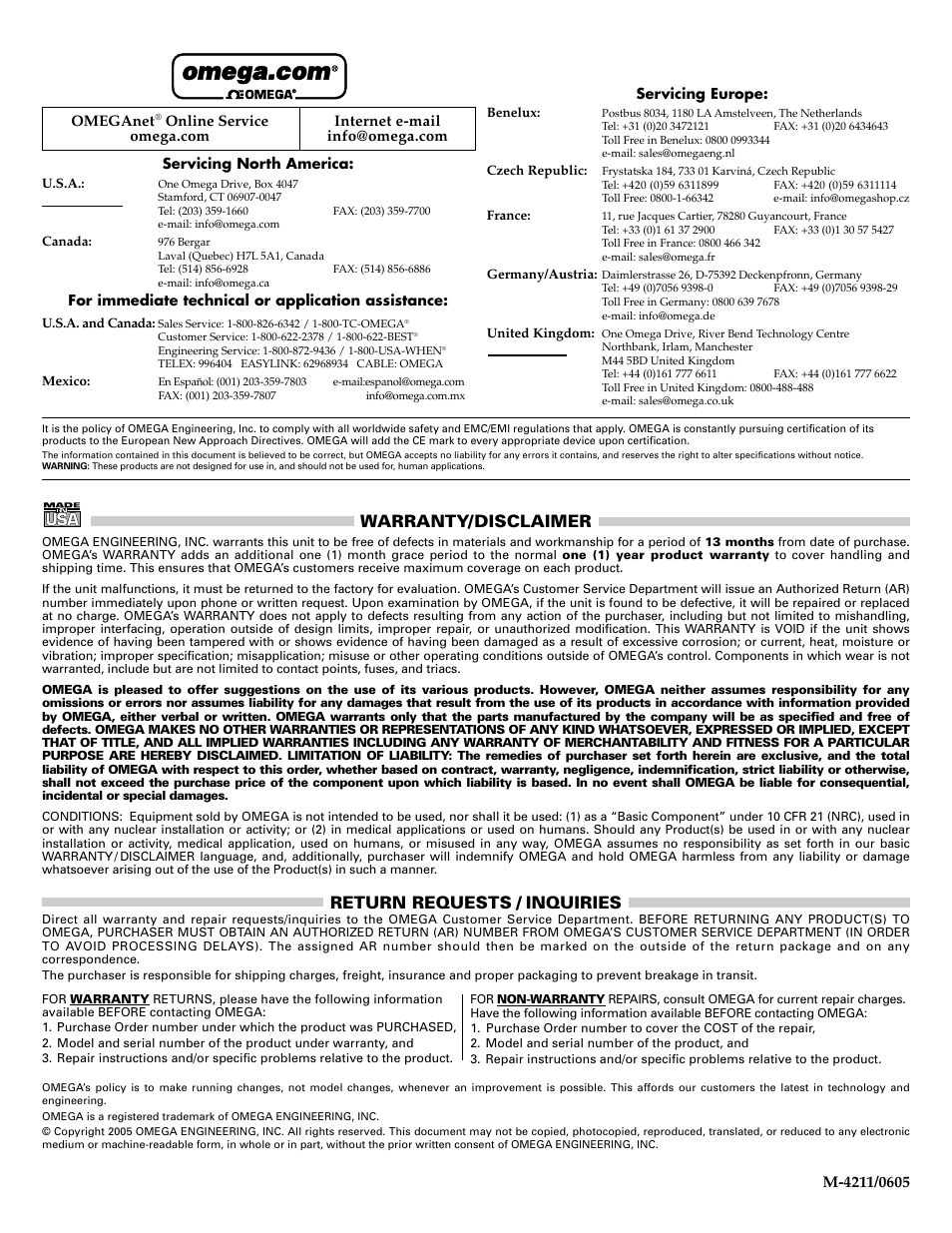 Warranty/disclaimer, Return requests / inquiries, Omeganet | Omega Vehicle Security LVR2 Series User Manual | Page 2 / 2