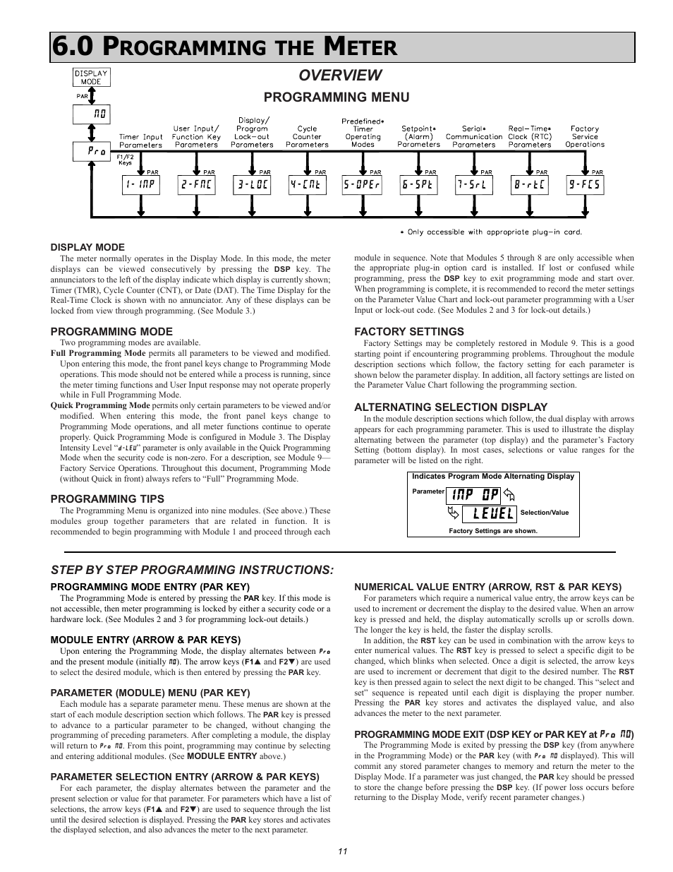 Rogramming the, Eter, Overview | Programming menu, Step by step programming instructions | Omega Vehicle Security PTC900 User Manual | Page 11 / 32