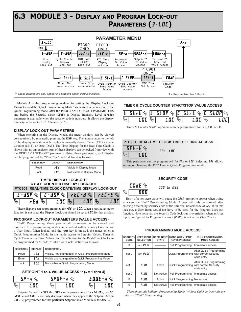 3 module 3 - d, Isplay and, Rogram | Arameters, ª« ª « ª, ª« ª, Parameter menu | Omega Vehicle Security PTC900 User Manual | Page 16 / 32