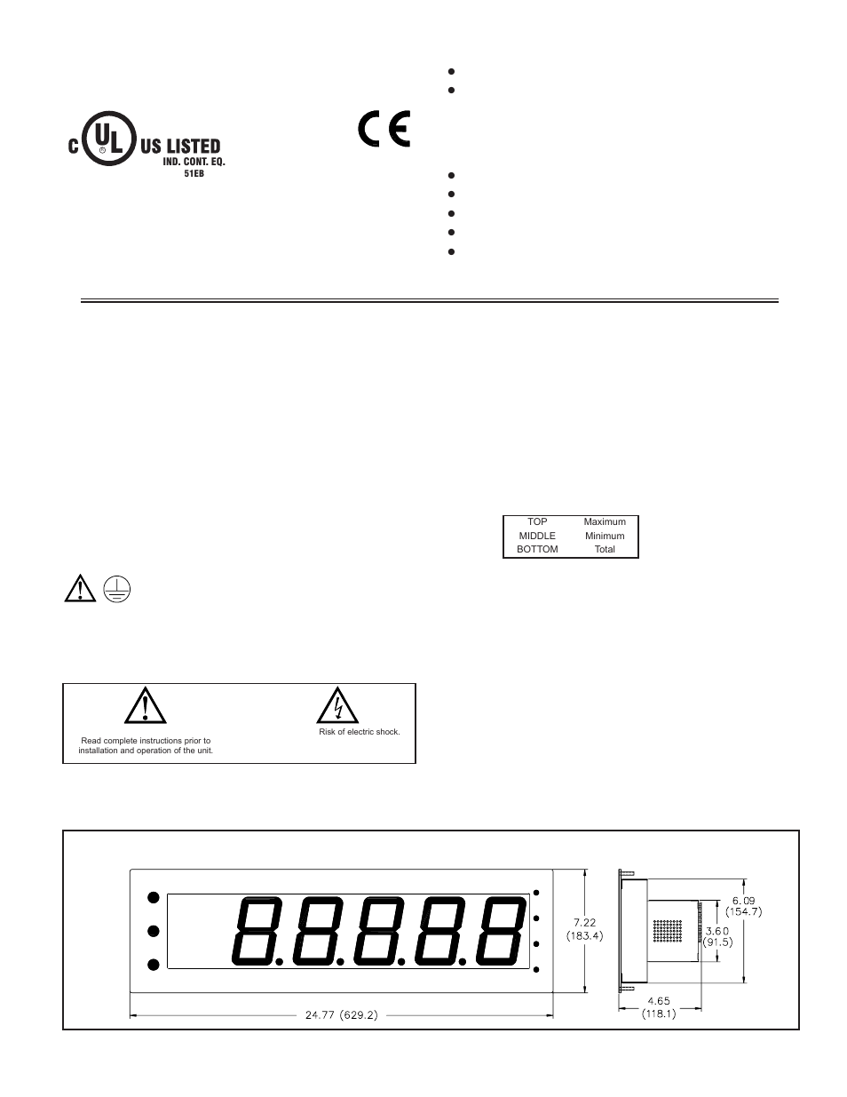 Cus listed, General description, Safety summary | Specifications, Dimensions in inches (mm) | Omega Vehicle Security LDP63100 User Manual | Page 3 / 12