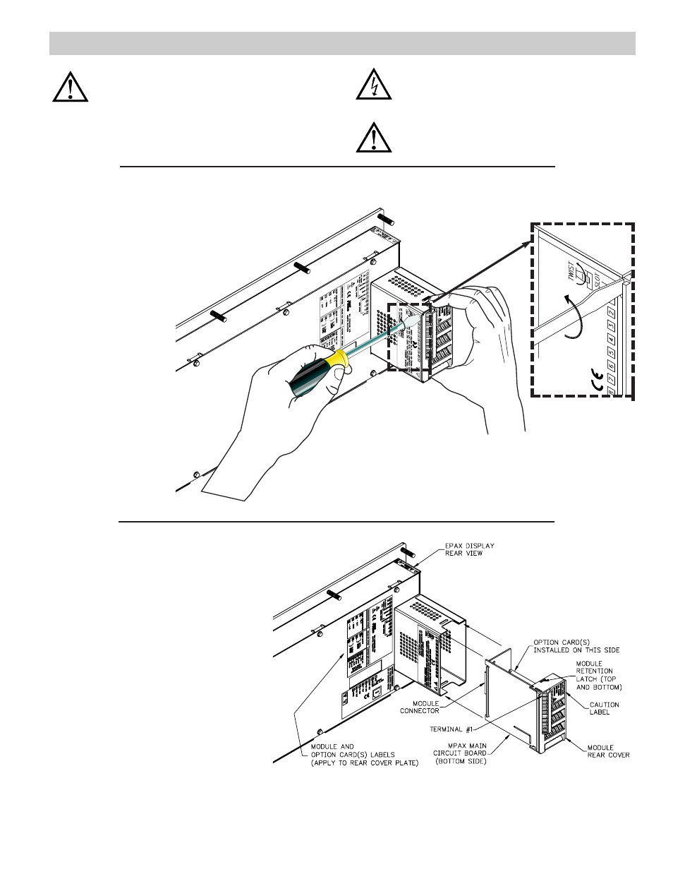 0 assembling the display, Installing the option cards, Removing the input module | Reinstalling the input module, Installing the labels | Omega Vehicle Security LDP63100 User Manual | Page 5 / 12