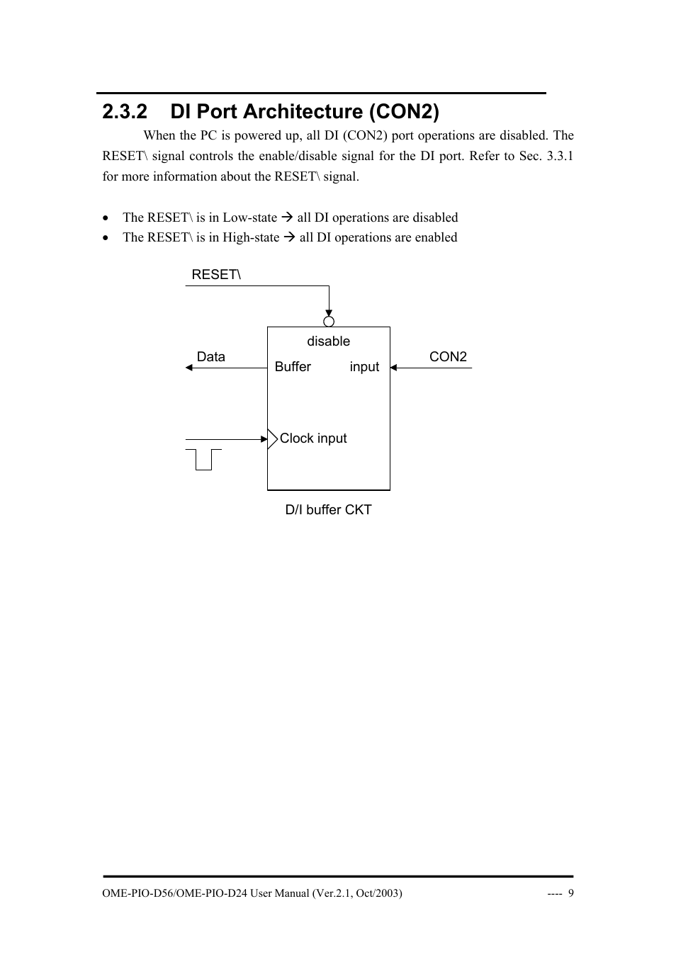 2 di port architecture (con2) | Omega Vehicle Security OME-PIO-D56 User Manual | Page 11 / 53