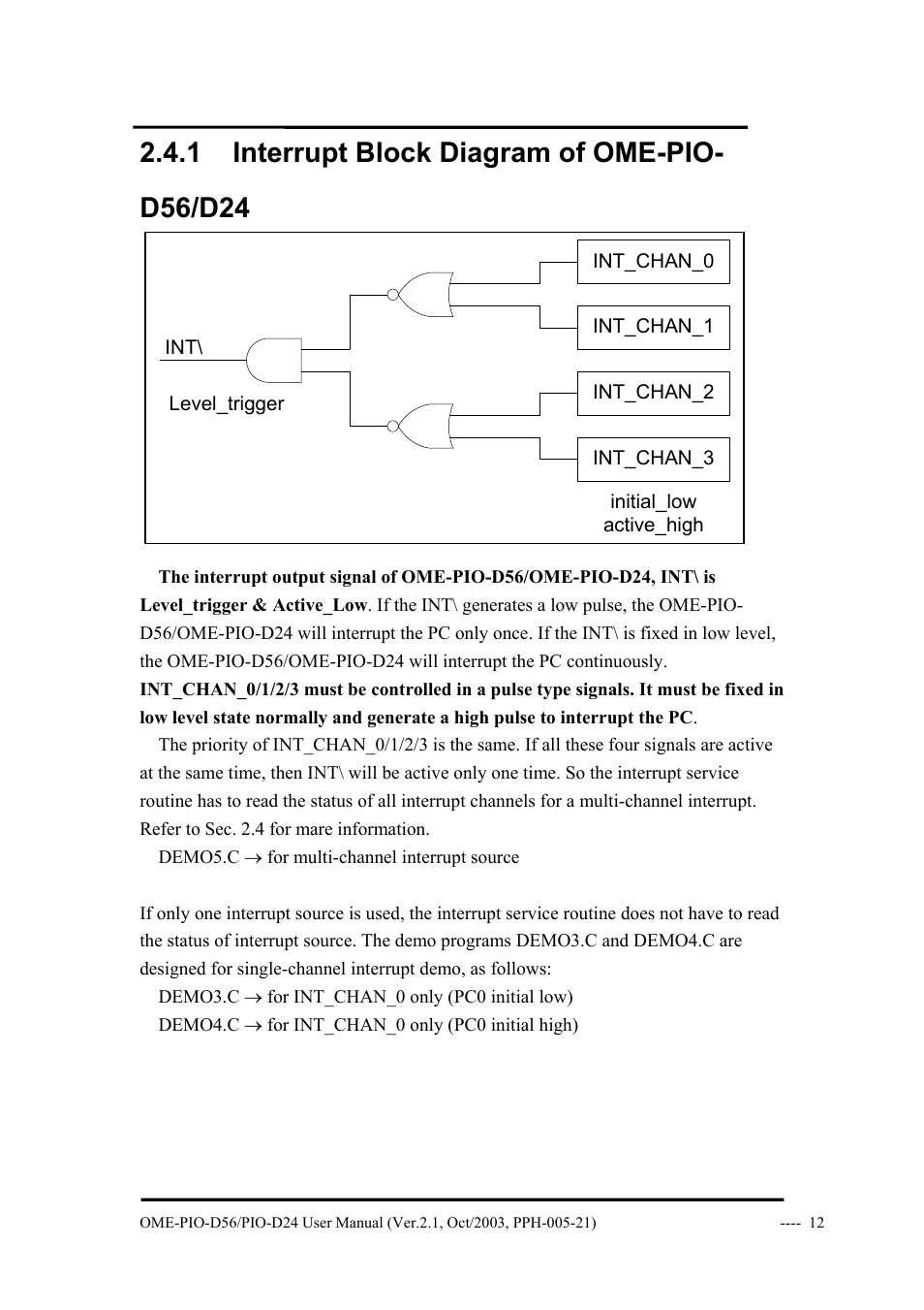 1 interrupt block diagram of ome-pio-d56/d24 | Omega Vehicle Security OME-PIO-D56 User Manual | Page 14 / 53
